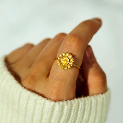 Sunflower Zircon 18K Gold-Plated Ring