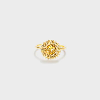 Sunflower Zircon 18K Gold-Plated Ring