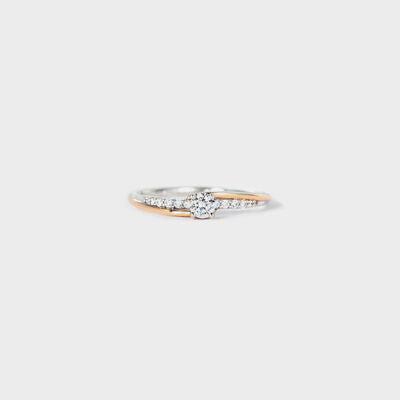 Inlaid Zircon Bicolor Rose Gold-Plated Ring