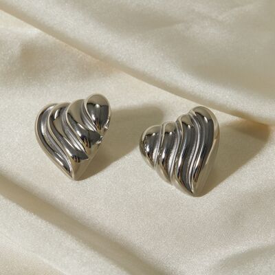 Stainless Steel Heart Shape Stud Earrings