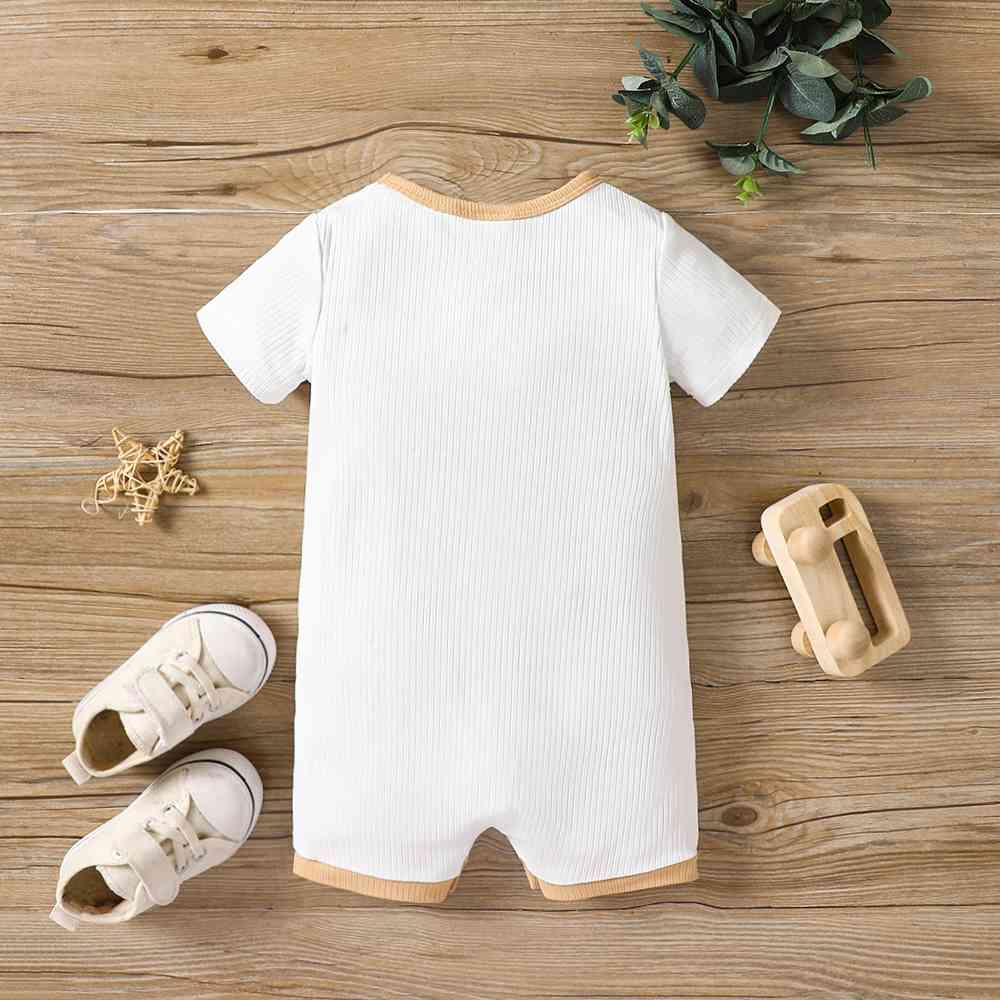 Round Neck Buttoned Short Sleeve Jumpsuit