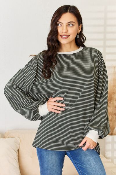 Oversized Striped Contrast T-Shirt