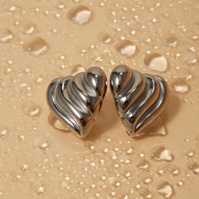 Stainless Steel Heart Shape Stud Earrings