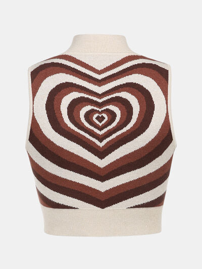 Heart Mock Neck Sweater Vest