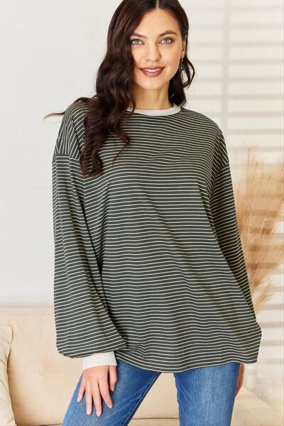 Oversized Striped Contrast T-Shirt
