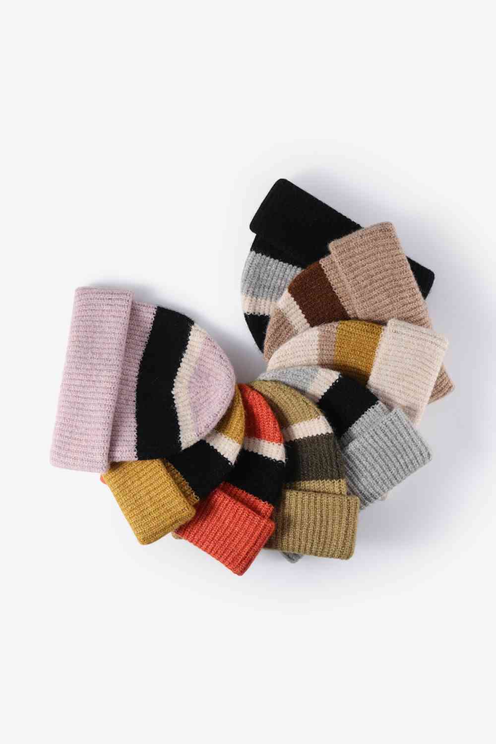 Tricolor Cuffed Knit Beanie