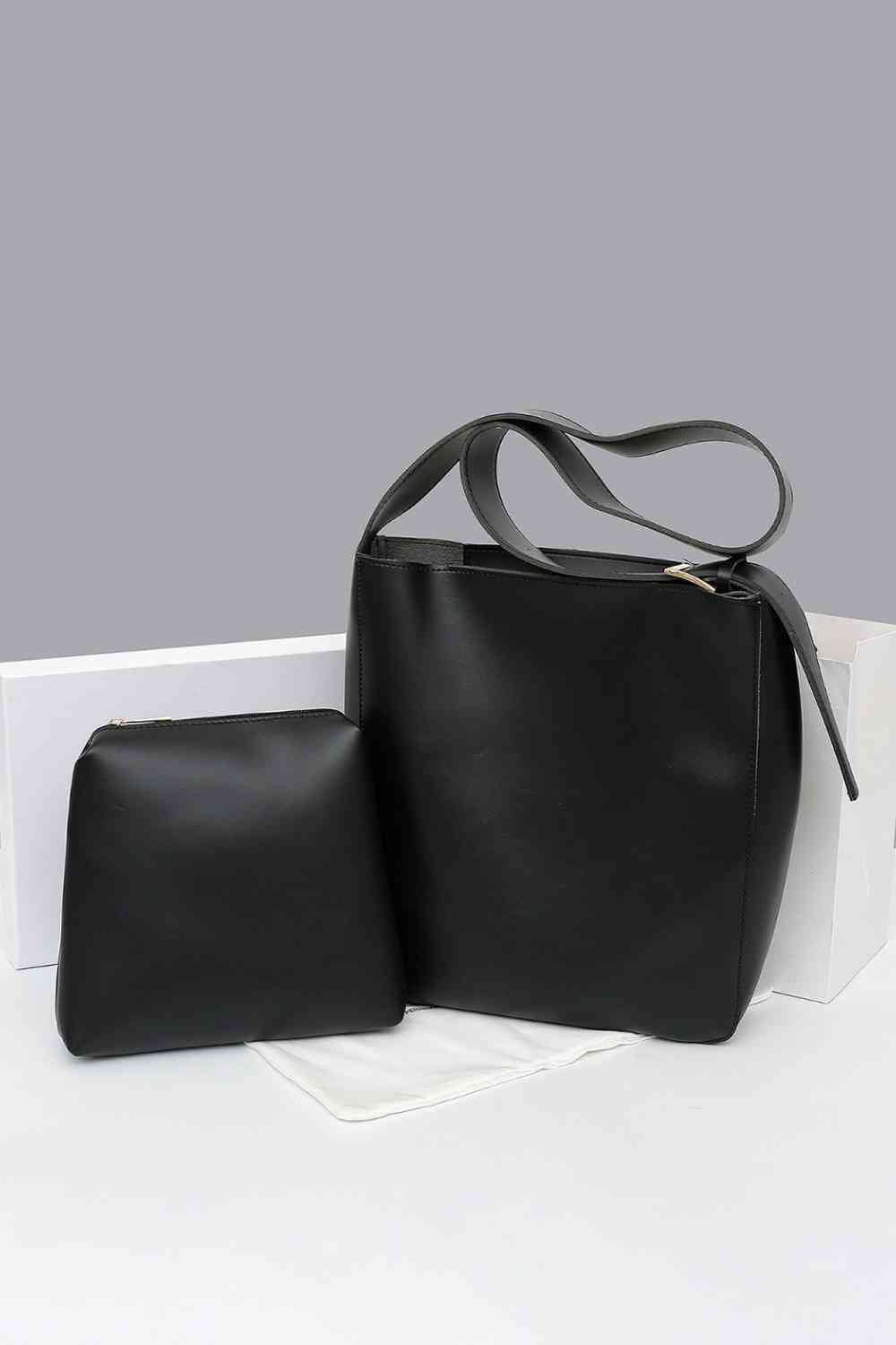 2-Piece PU Leather Tote Bag Set
